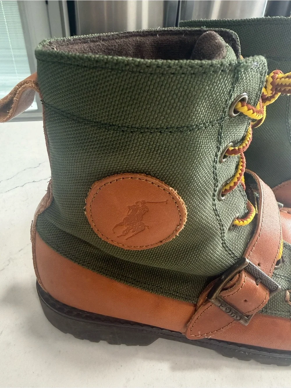 Polo Ralph Lauren Ranger Hi II Leather & Textile Lace-Up Boots Boys Size 5